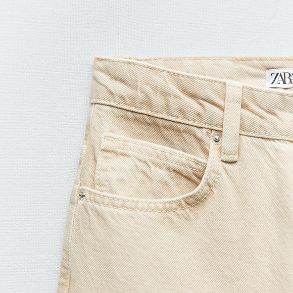 Zara Z1975 High Rise Straight Jeans Sand 4 NWT - Picture 7 of 11